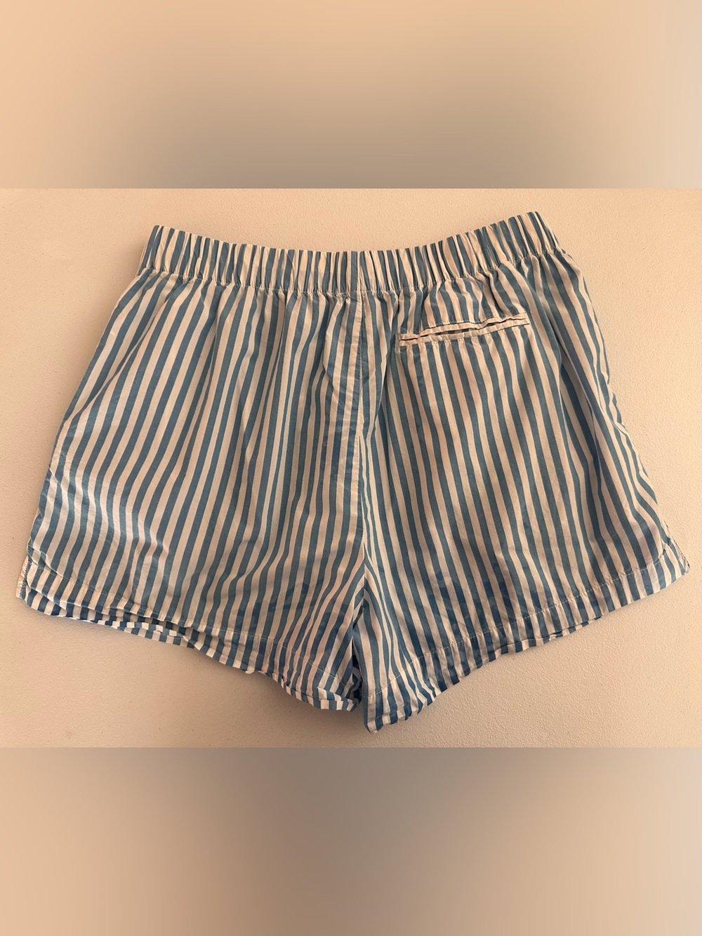 aerie Blue and White Vertical Stripe Cotton Shorts - Picture 3 of 4